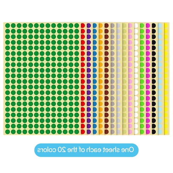 CCOCC 8160 Pcs Round Dot Stickers, 0.2 Inch Colorful Removable Adhesive Labels, Assorted Colors for Office, Classroom, Crafts