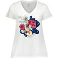 thumbnail image 3 of Inktastic Japanese Koi Fish Pond with Stars Women's Plus Size V-Neck T-Shirt, 3 of 5