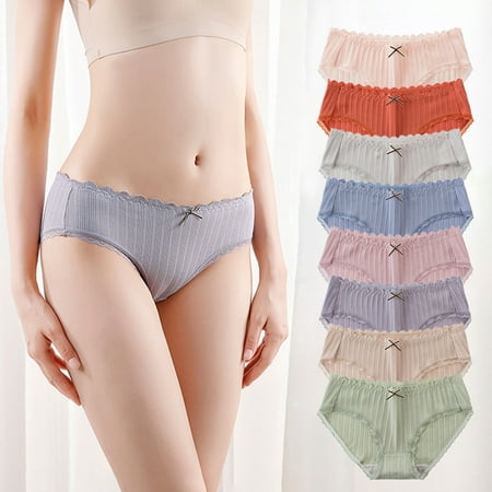 

rygai Lightweight Briefs Hygroscopic Elastic Waistband Ribbing Design Panties Women Accessory Light Purple 2XL