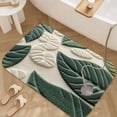 thumbnail image 3 of 1pc Leaf Pattern Absorbent Non-Slip Bathroom Thickened Flannel Rug Decor,Soft,Quick Drying,Suitable For Indoor/outdoor Use,Bathrooms,Bedrooms,Kitchens,Terrace,Laundry Rooms,16"x24", 3 of 9