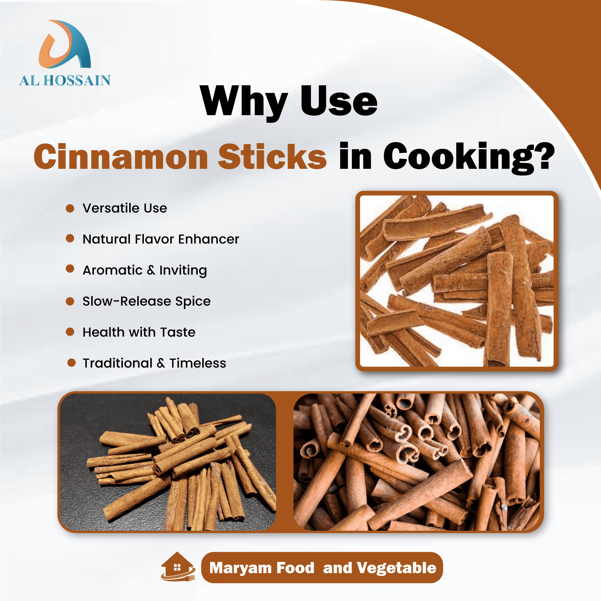 "Al Hossain Natural Guatemalan Cinnamon Sticks – Bulk 11 LB (5 kg / 176 oz) | Premium Whole Ceylon Cinnamon – Aromatic, Sweet, and Flavorful | Perfect for Cooking, Baking, and Herbal Tea |Gluten free