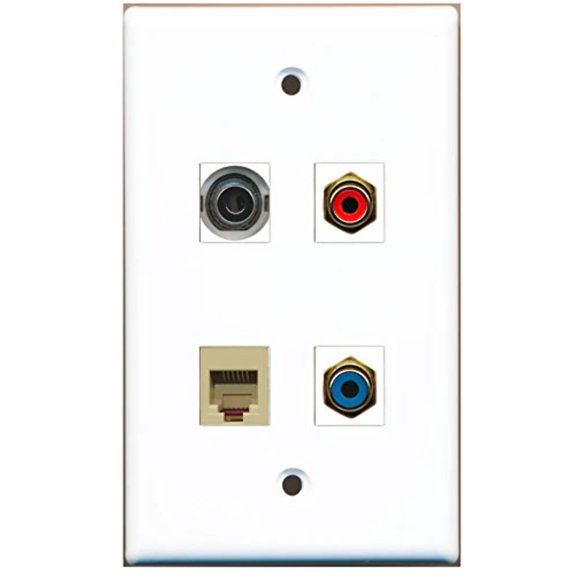 RiteAV - 1 Port RCA Red 1 Port RCA Blue 1 Port Phone RJ11 RJ12 Beige 1 Port 3.5mm Wall Plate