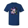 thumbnail image 2 of Wild Bobby, Galactic Pizza Space Cat Laser Eyes, Animal Lover, Men Graphic Tees, Royal, Large, 2 of 3