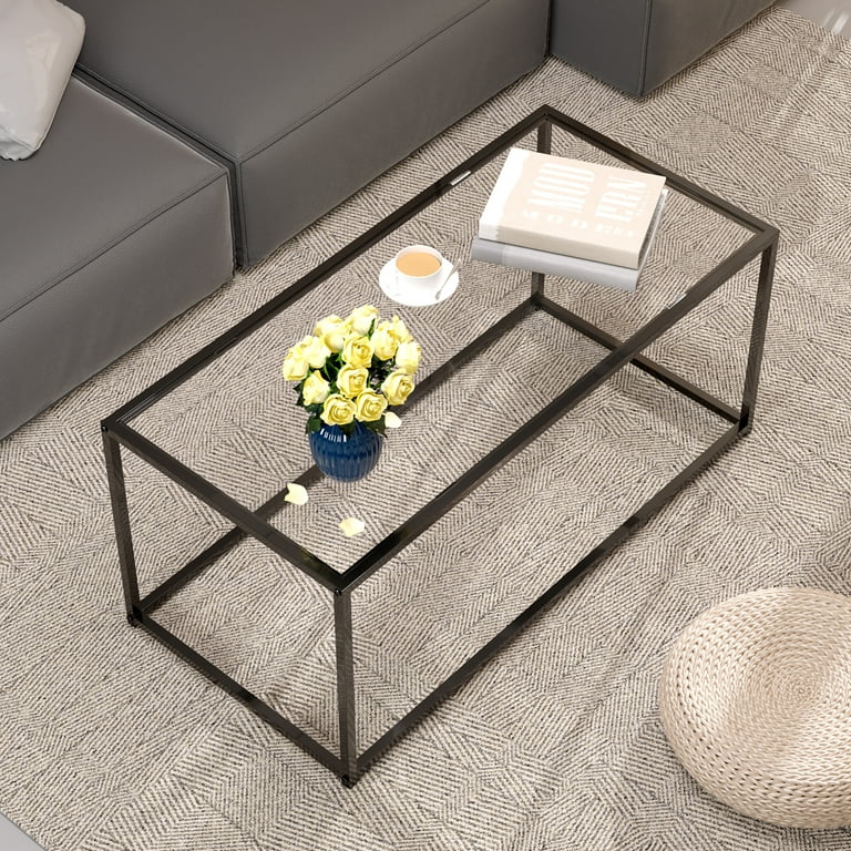 Aboxoo, Glass Coffee Table, 39.4x18.9x17.7 inches, Modern
