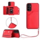 thumbnail image 1 of For Samsung Galaxy A55 5G Case Card Holder Kickstand Skin-Touch Phone Cover with Wrist Strap - Green, 1 of 5