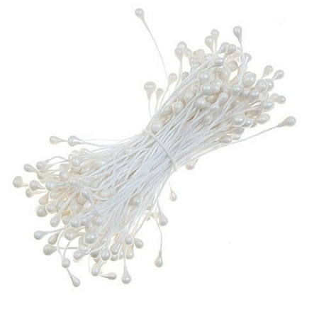 

170pcs Double-Tipped Pearl Floral Flower Buds Stamens for Flower Making (White)