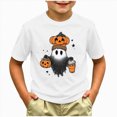 thumbnail image 2 of TOWED22 Toddler Halloween Shirt Baby Boy Girls Ghost Pumpkin Tshirts Kids Fall Spooky Season Short Sleeve Tee Tops,White,8-9 Y, 2 of 5