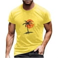 thumbnail image 2 of Rciityk Yellow Men's Tops Casual Round Neck T Shirts Palm Sunset Printing Shorts Sleeves Vacation Beach Summer T-Shirt, 2 of 5