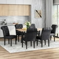 thumbnail image 2 of Emerson Contemporary Tufted Rolltop Dining Chairs, Set of 6, Midnight Black Faux Leather and Matte Black, 2 of 7
