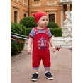 thumbnail image 5 of Cenuakty Baby Boy 4th of July Outfit Patriotic Short Sleeve Striped Romper with Letters Popsicle Embroidery Overalls and Hat, 5 of 9