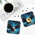 thumbnail image 4 of Naloa Night Sky Forest Bald Eagle Coasters for Set of 4 - PU Leather Coasters, Coasters for Table Cup Tea Coffee Beer, Decorative for Kitchen Homedecor (Round), 4 of 6