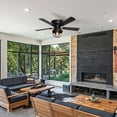 thumbnail image 2 of 42-in Industrial 5-Blade Matte Black Low Profile Flush Mount Ceiling Fan with Light Kit and Remote - 42 Inches, 2 of 5