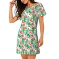 thumbnail image 2 of Disketp Flamingo And Monstera para Camisón Corto de Manga Corta para Mujeres, Camisón Cómodo con Escote Redondo, Bonito y Confortable, 2 of 6