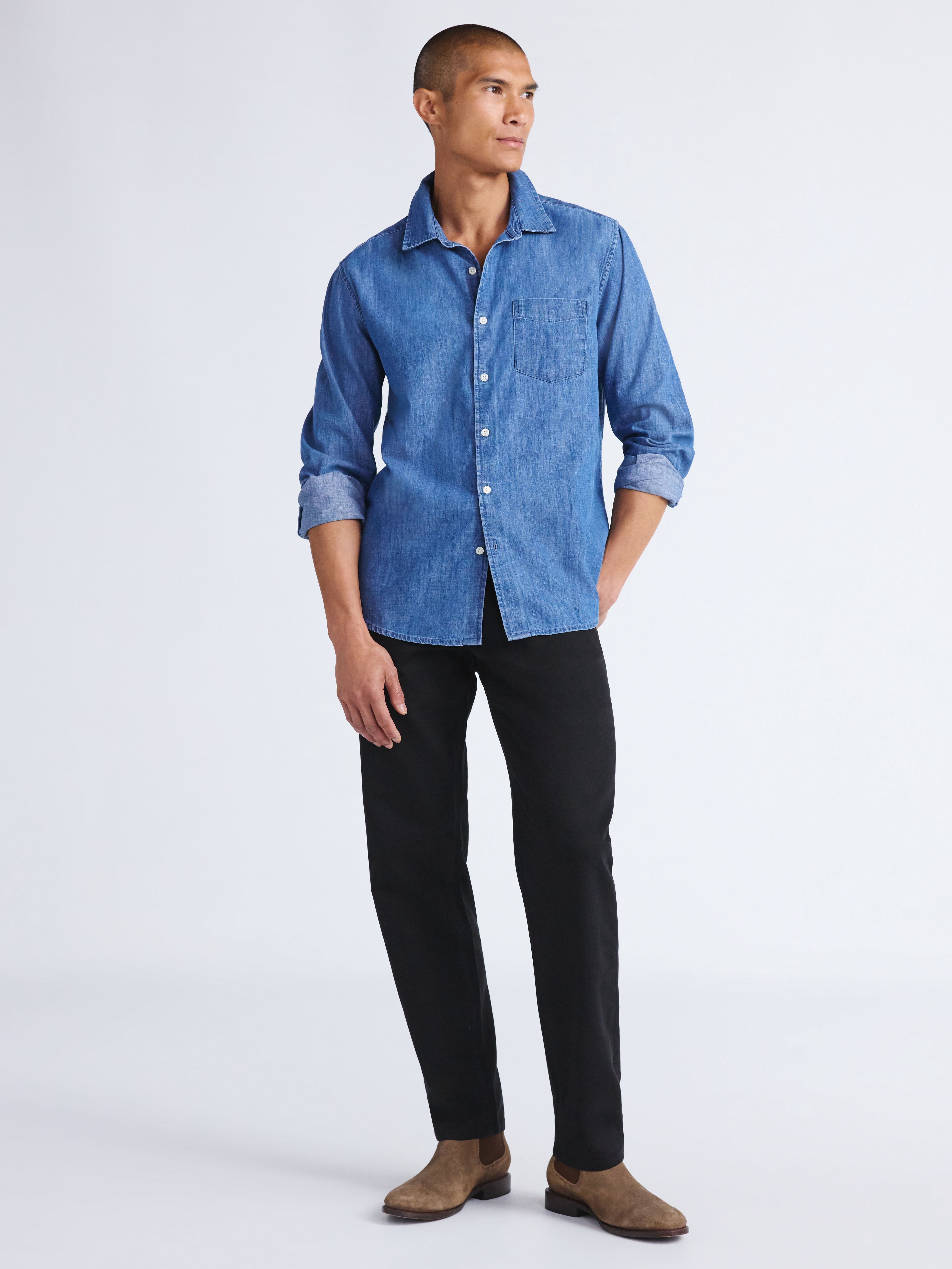 Free Assembly Men's Denim Shirt, Sizes XS-3XL