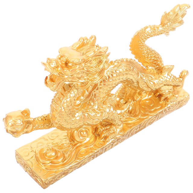 FENGGUIQU De Dragón Chino Dorado En Resina Para Regalo De Inauguración
