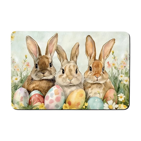 A Easter Day Floor Mat, Non Slip Kitchen Rug With Polyester Fiber, Absorbent Backing And Washable For Entryway, Doorway, Bathroom, Porch 16In X 24In