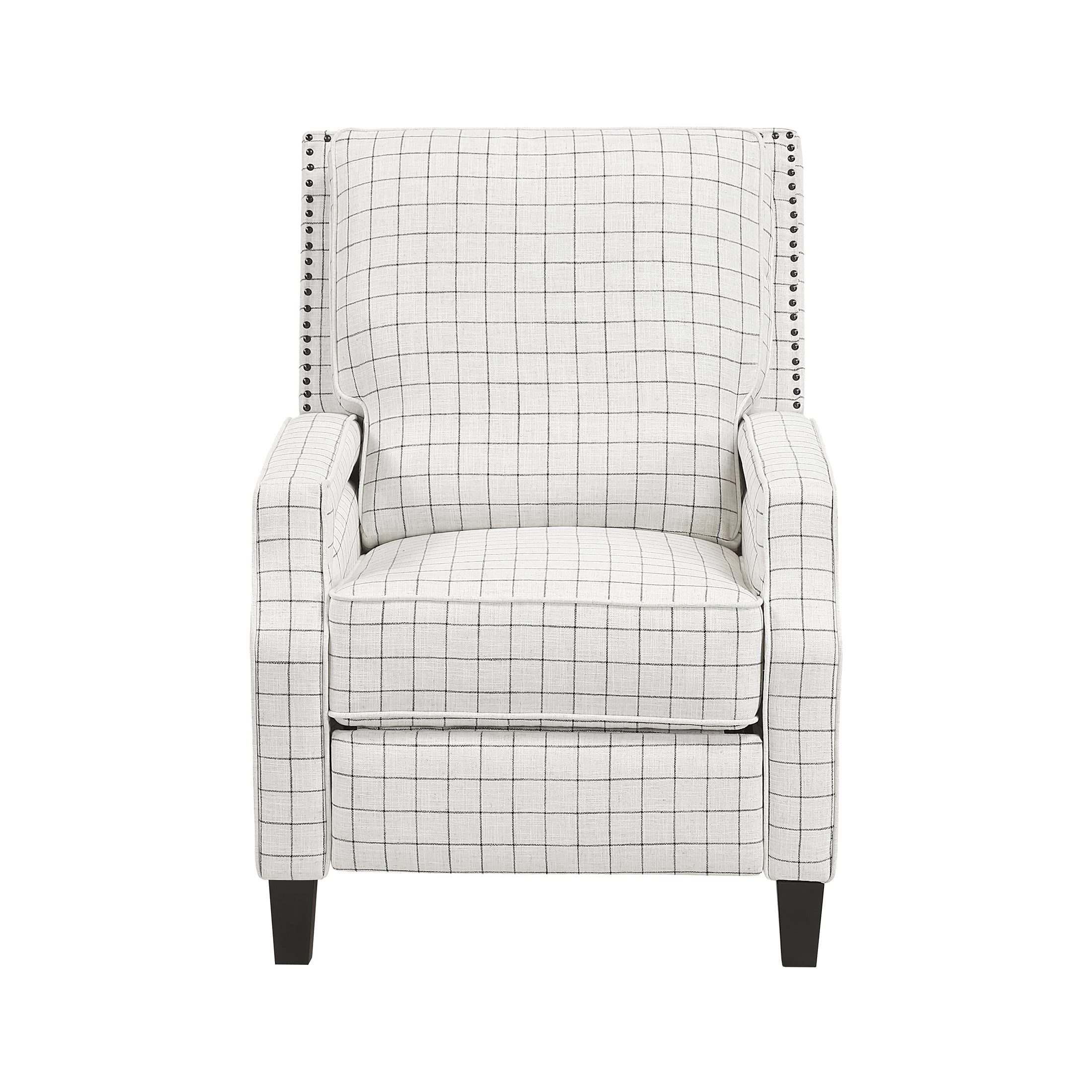 OakvillePark Sylenthall Textured Fabric Push Back Reclining Chair, Off-White With Black Plaid Pattern