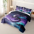 thumbnail image 3 of Metsweet Black Purple Dragon Twin Quilt Set, Gradient Starry Sky Twin Coverlet Set, 3 of 7