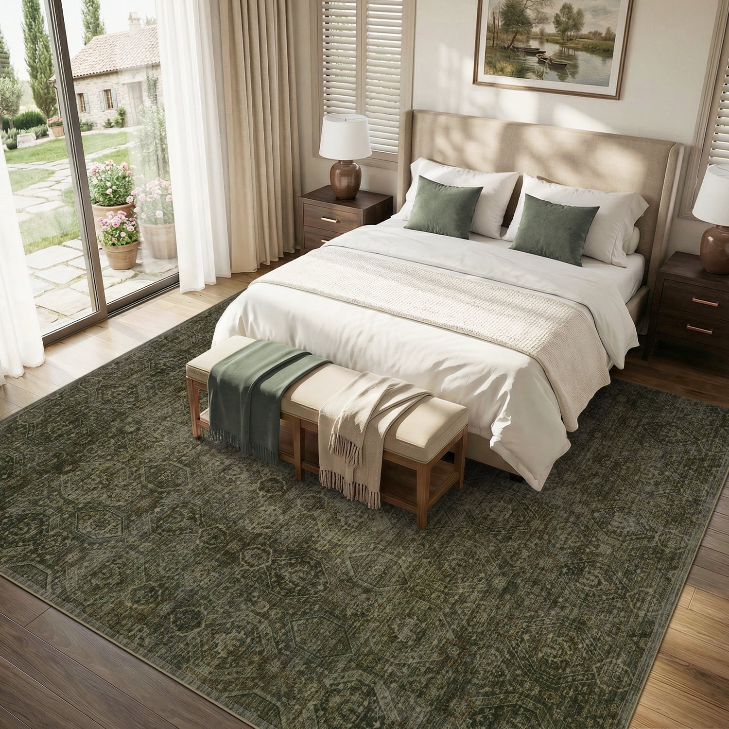 SIXHOME 8'x10' Area Rugs for Living Room Modern Area Rugs Machine Washable Rugs Green