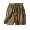 thumbnail image 4 of Riforla Women Summer Shorts 2024 Fashionable Elastic Waist Drawstring Comfort Shorts Casual Loose Holiday Shorts for Women Khaki L, 4 of 4
