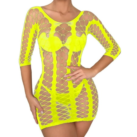 SUNYCUTER Lingerie Dress for Women Sexy Mesh Hollow Out Bodysuit Chemise Bridal Boudoir Outfits Underwear for Sex plus Size Corset Lingerie for Women Outfits for Women Submissive Lingerie for Women