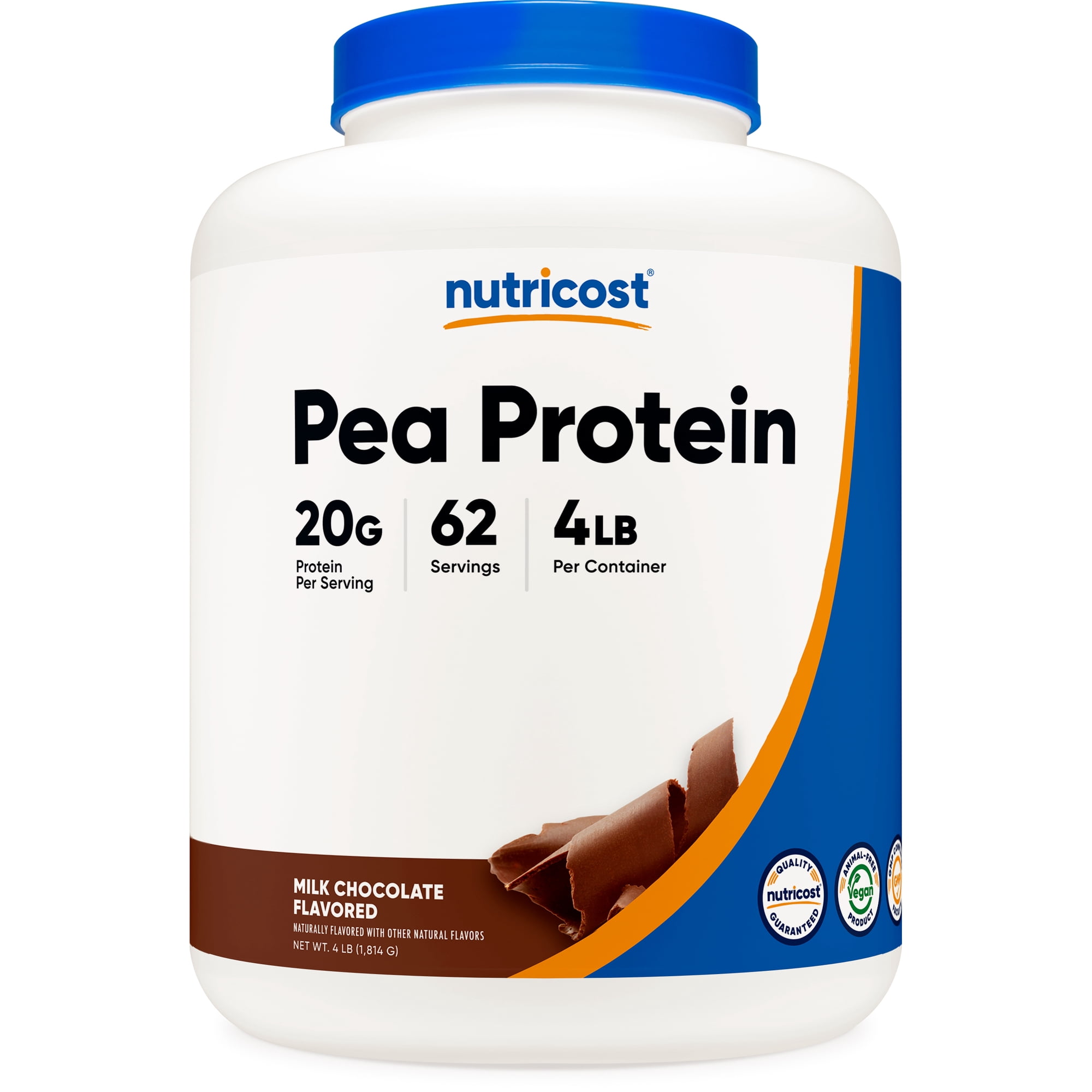 Nutricost Pea Protein Powder (4 LBS) Chocolate - 20g of Vegan Pea Protein Isolate, GMO-Free, Gluten-Free, 62 Servings