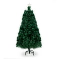 thumbnail image 2 of 6ft Pre-Lit Christmas Tree with Star Topper, 230 Green PVC Branches, 7-Color LED Fiber Optic Lights, Metal Stand (Green), 2 of 11