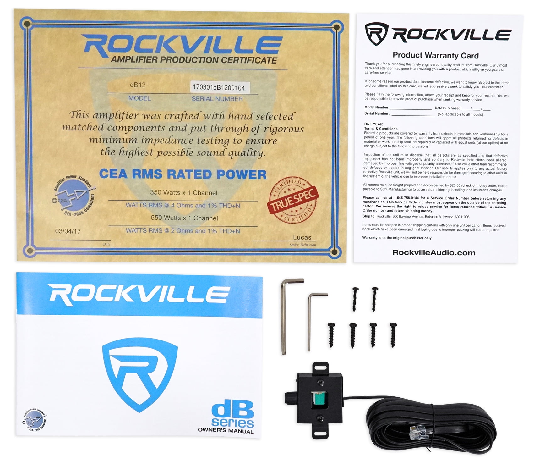 Rockville dB12 Mono Class D Car Amplifier 2000W Peak 500W RMS at 2 Ohm, Subwoofer Amp