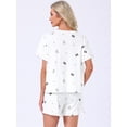 thumbnail image 4 of DARING DIVA Women's Loungewear Ruffle Babydoll Collared Cute Print Pajama Sets M Gray, 4 of 7