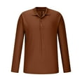 thumbnail image 3 of IROINNID Long Sleeve Pullover Shirts for Men Comfy Patchwork Color With Lapel Shirt Two-color Fashion Turndown Collar Blouse & Shirt,Coffee, 3 of 5