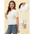 thumbnail image 2 of Blusa de cambray Allegra K Manga corta Cuello Peter Pan Blanco S, 2 of 4