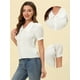 thumbnail image 2 of Blusa de cambray Allegra K Manga corta Cuello Peter Pan Blanco S, 2 of 4