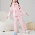 thumbnail image 6 of Cethrio Girls Fleece Pajama Sets, Button Down Collar Fall Winter Comfy Warm Girls' Sleepwear Pink Size 3-4 T, 6 of 6