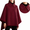 thumbnail image 2 of Women'S Poncho Sweater Wrap Topper Knitted Elegant Shawls Cape Evening Dresses for Fall Winter Wine Red L, 2 of 5