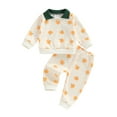 thumbnail image 2 of Aojekbee Baby Boys Pants Set, Pumpkin Print Long Sleeve Sweatshirt with Elastic Waist Sweatpants Halloween Clothes, 2 of 10