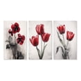 thumbnail image 2 of Designart "Dreamer with Red Violets I" Floral Wall Art Set Of 3 - Red Floral Gallery Set For Office Decor, 2 of 7