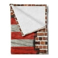 thumbnail image 2 of USA Soft Flannel Fleece Throw Blanket, Fourth of July Independence Day Vintage Brick Wall Rustic Architecture Backdrop, Cozy Plush for Indoor and Outdoor Use, 60" x 80", Blue Red Brown, by Ambesonne, 2 of 5