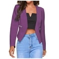 thumbnail image 1 of Ladies Elegant Casual Solid Color Zipper Pockets Suit Thin Jacket, 1 of 5