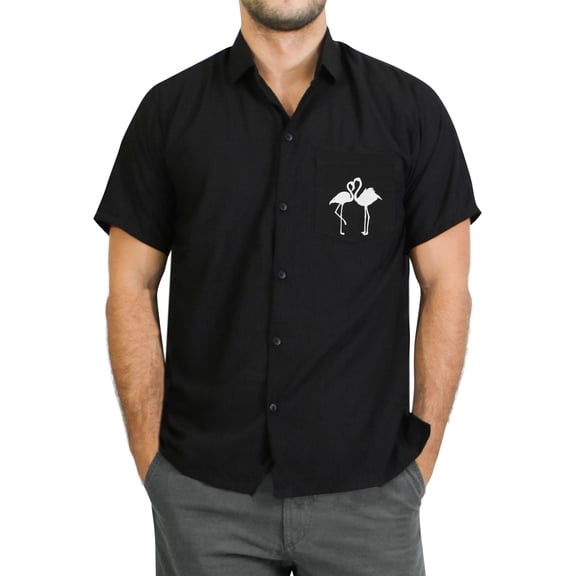 HAPPY BAY Men's Casual Summer Button Down Short Sleeve Untucked Oxford Shirt With Pocket Solid Beach Shirts for Men M Kohl_AE33