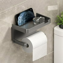 PONPRNGY Plastic Paper Towel Holder Wall Mount with Shelf for Bathroom, Matte Adhesive Hand Towel Holder for Bathroom Kitchen RV