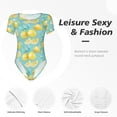 thumbnail image 6 of The Xecao Yellow Lemon Women's Crew Neck Body Suit, a short-sleeved bodysuit and basic swimsuit, both comfort and style for dating and daily life, 6 of 9