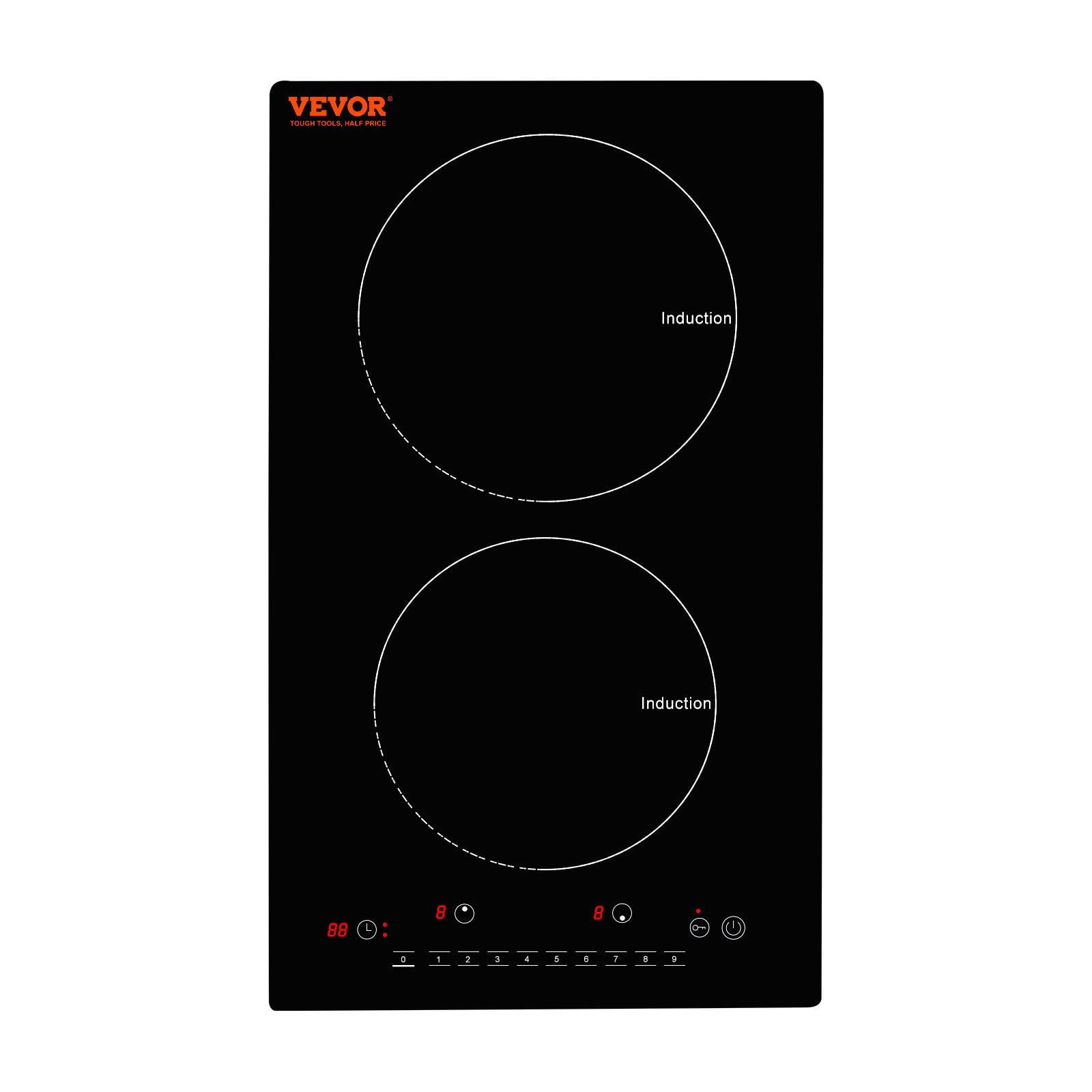 2-Zone Induction Cooktop, 12'' Built-in 1800W Magnetic Heating System, 9-Level Precision Cooking, LED Touch Screen with Easy Child Lock and Comprehensive Over-Temperature Protection