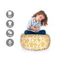 thumbnail image 2 of Retro Storage Toy Bag Chair, Baroque Swirly Petals and Curved Leafage Royal Rococo Autumn Victorian Motif, Stuffed Animal Organizer Washable Bag, Small Size, Dark Orange White, by Ambesonne, 2 of 3