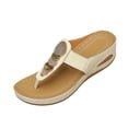 thumbnail image 2 of Caywon Women Flip Flops Thong Sandals, Metal Disc Flat Slide, Open Toe Slip On Summer, Comfortable Ladies Shoes Sandalias Mujer, 2 of 9