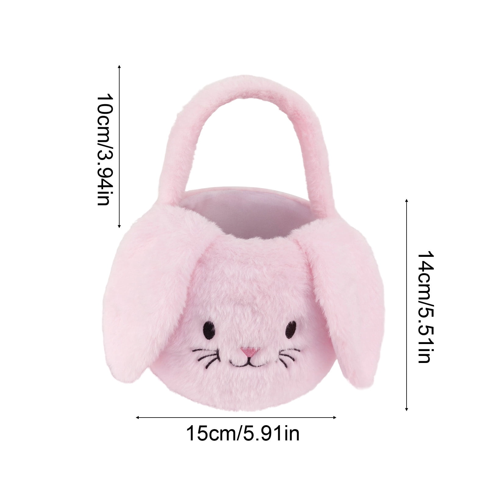 REZUOFI 3 Pcs Easter Bunny Plush Basket with Handle for Candy Storage, Portable Faux Fur Gift Bag, Holiday Party Decoration and Egg Hunt Accessory