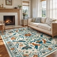 thumbnail image 2 of Lahome Decor Large 8'x10' Boho Floral Area Rugs for Living Room,Non Slip Rug with Bird Printed Machine Washable,Soft Indoor Low Pile Carpet for Bedroom Dining Room Playroom Office,Beige, 2 of 9