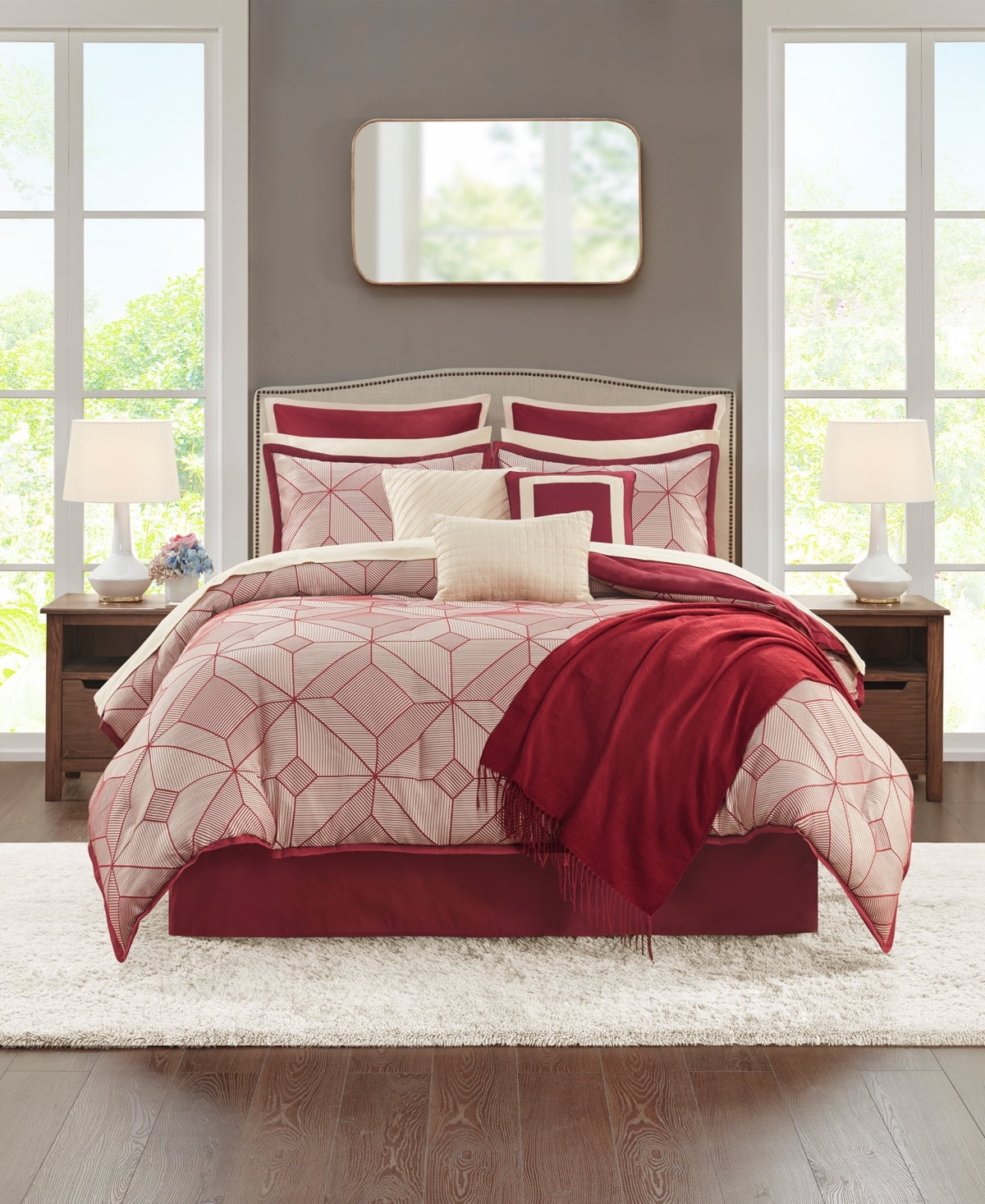 Jla Home Emmet 14-PC. King Comforter Set Bedding: King/Red - Walmart.com