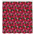thumbnail image 3 of Strawberry Shower Curtain, Hand-Drawn Colorful Sketch Pattern of Strawberries on Dark Background Print, Fabric Bathroom Set with Hooks, 69W X 84L Inches Extra Long, Multicolor, by Ambesonne, 3 of 3