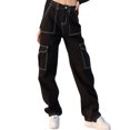 thumbnail image 1 of Y2K Poches Jeans Amples Mode 100 % Coton Pantalons en Denim pour Femmes, 1 of 9