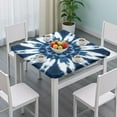 thumbnail image 3 of Blue Tie Dye Flower Mandala Pattern Square Fitted Tablecloth with Elastic Edge,Square Table Cover,Washable Elastic Table Cover for Home Kitchen Party Decor 34"x34", 3 of 6